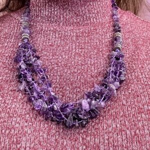 Beautiful 23” Amethyst statement necklace